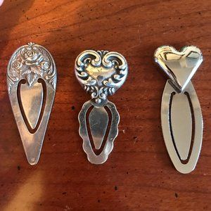 Antique sterling silver Kirk & Sons repousee rose bookmark + 2 modern extras